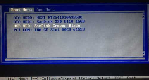 set computer to boot from USB