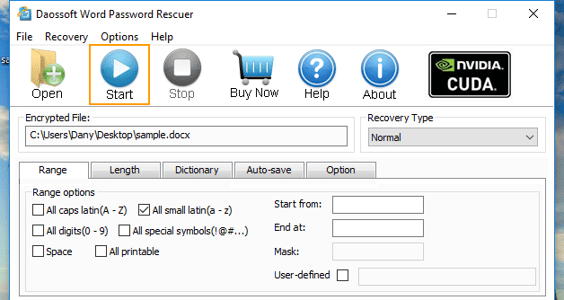 recover lost password for the document