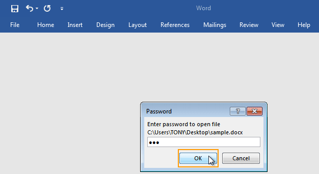 open password protected Word file