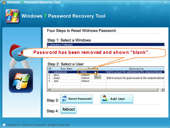 windows 7 password recovery success