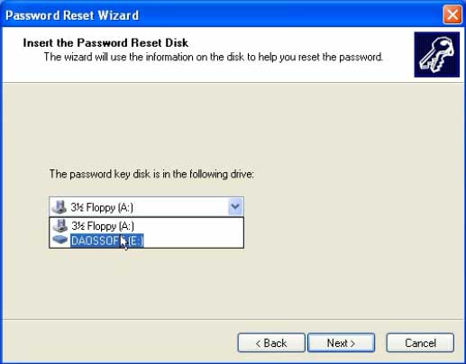 select password reset disk