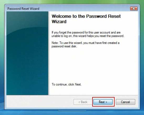 insert password reset disk