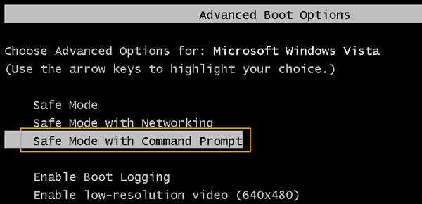 boot hp laptop Windows Vista in safe mode