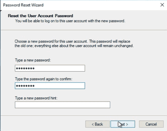 set a new password