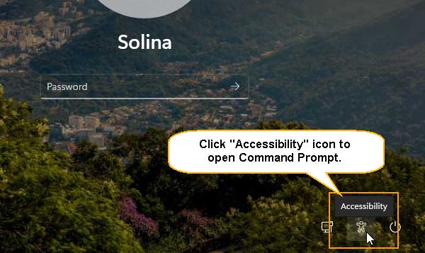 click accessibility to launch Command Ptompt