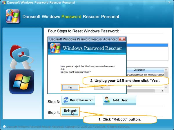 close command window and sign in with new password