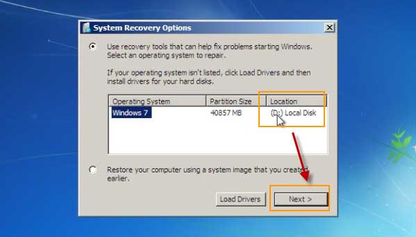 windows 7 was installed in d drive