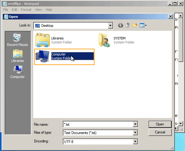 open system folder