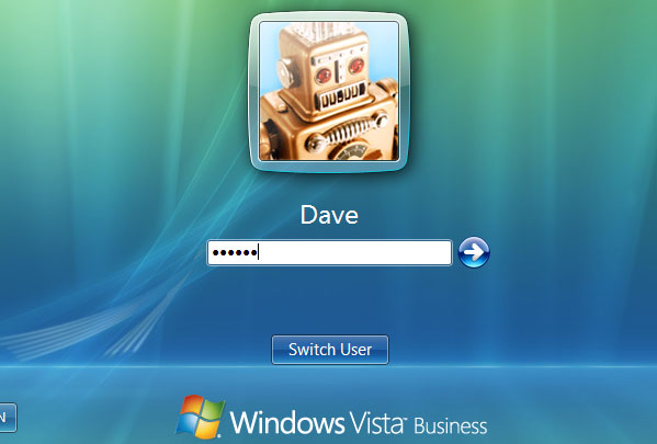 log on windows vista ultimate with new password
