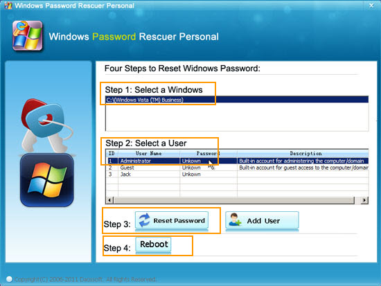 reset windows vista ultimate administrator password