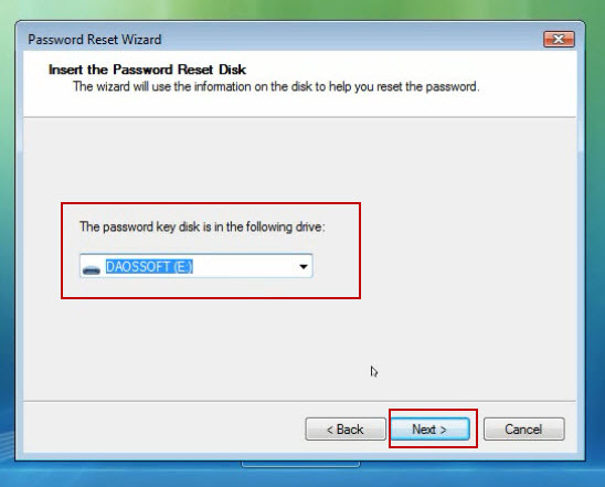 select windows vista ultimate password reset disk