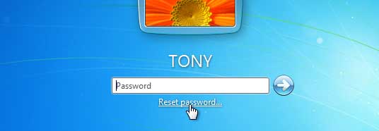 click reset password link