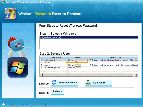 unlock HP laptop password Windows 7