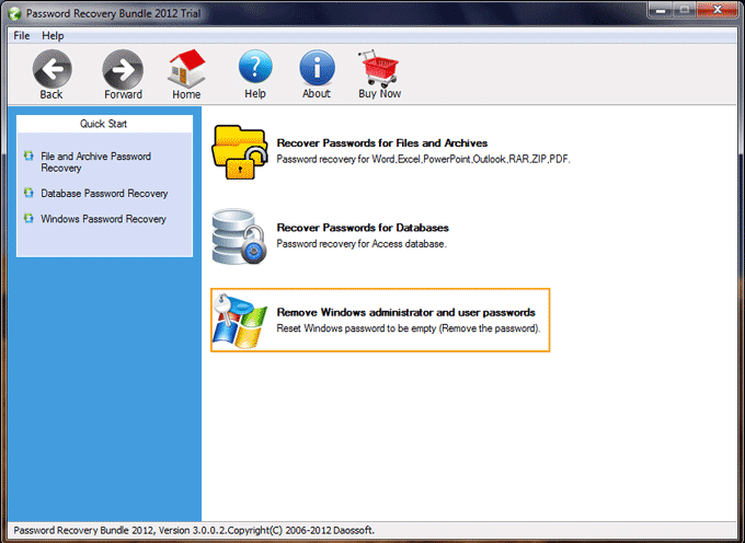 choose remove windows administrator password