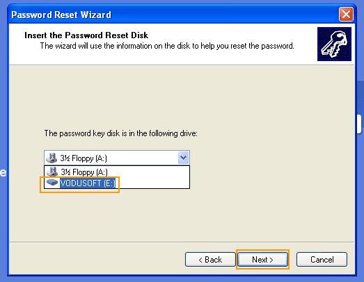 select correct drive and click Next button