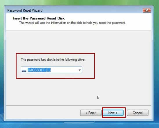 choose password key disk