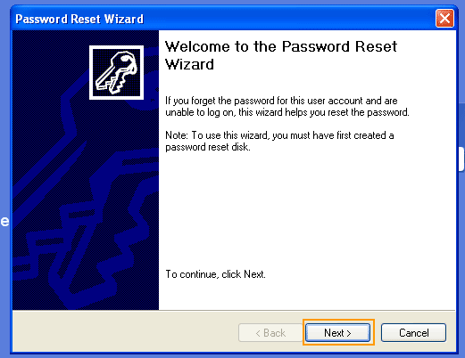 click next on password wizard